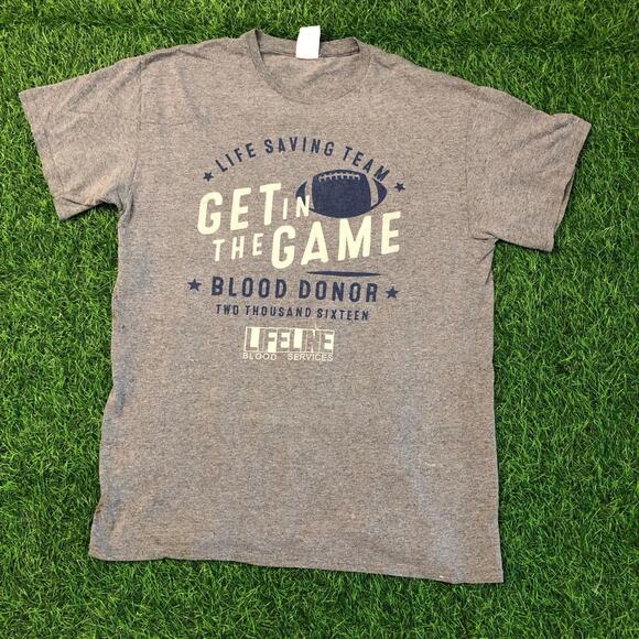 Men’s Grey Blood Donor Football Graphic Tee - Picture 1 of 5